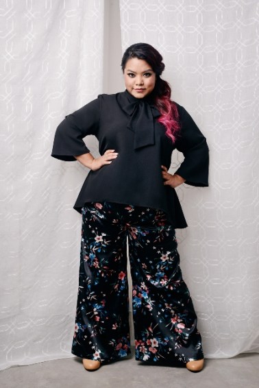 ¾ SLEEVE KURUNG TOP IN BLACK with PALAZZO LONG PANTS IN BLACK (1)